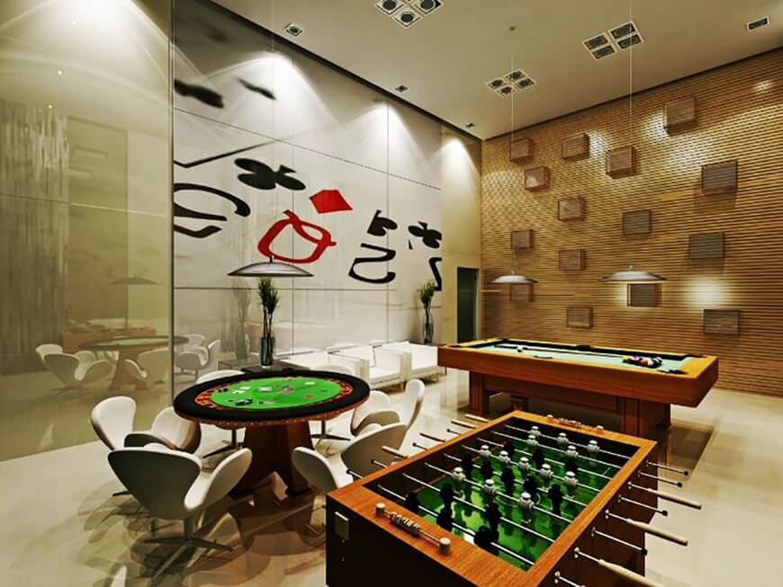 Salão de jogos em condomínio. - Conceito Snooker