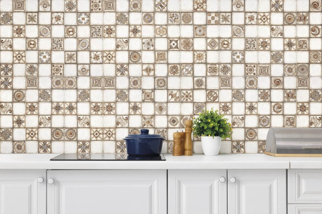 tendências de decoração com revestimento Ancestral White na parede da cozinha