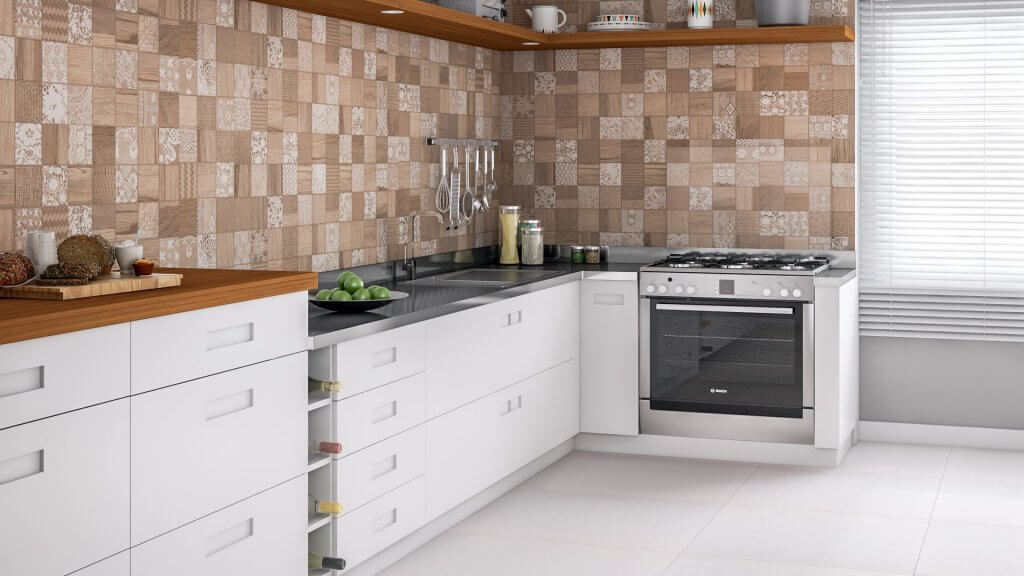tendências de decoração na cozinha com piso Clássico Branco e parede Renascença