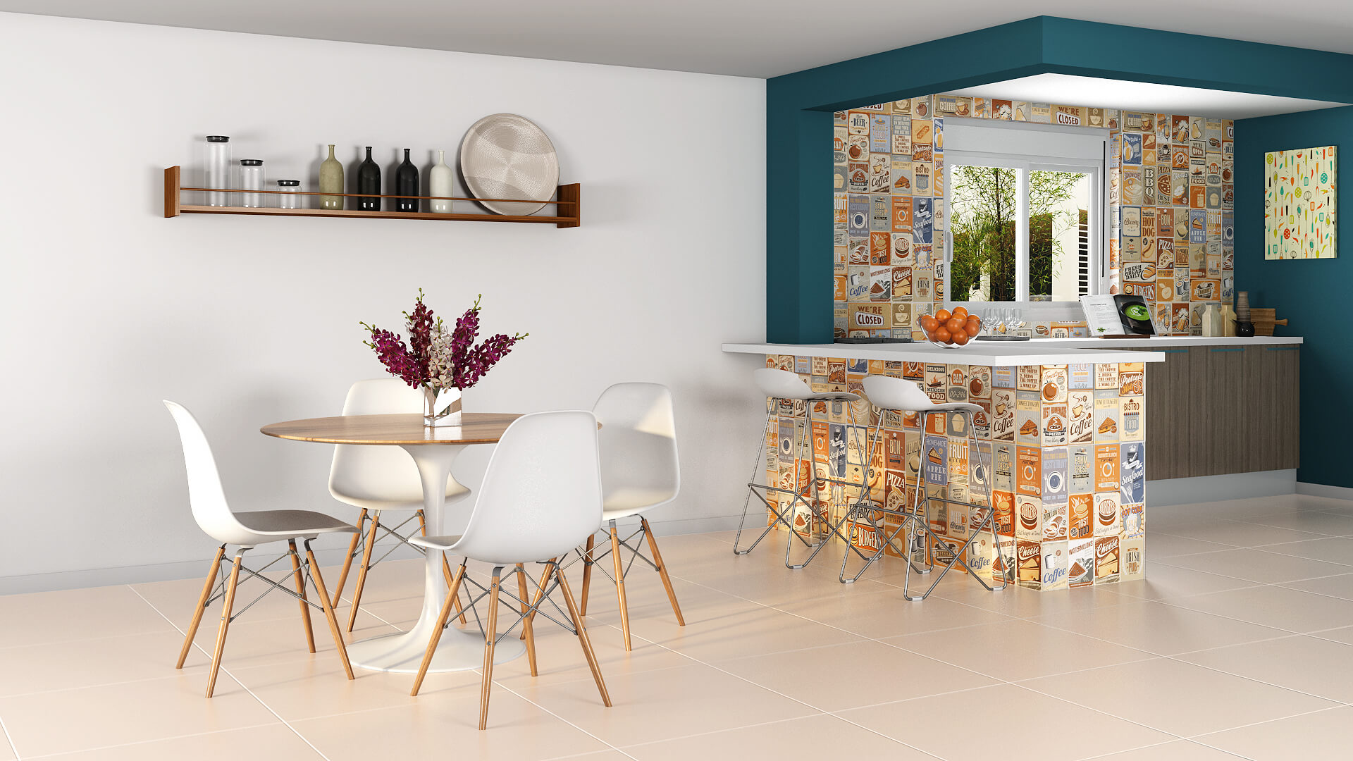 espaço de sala de jantar integrada a cozinha